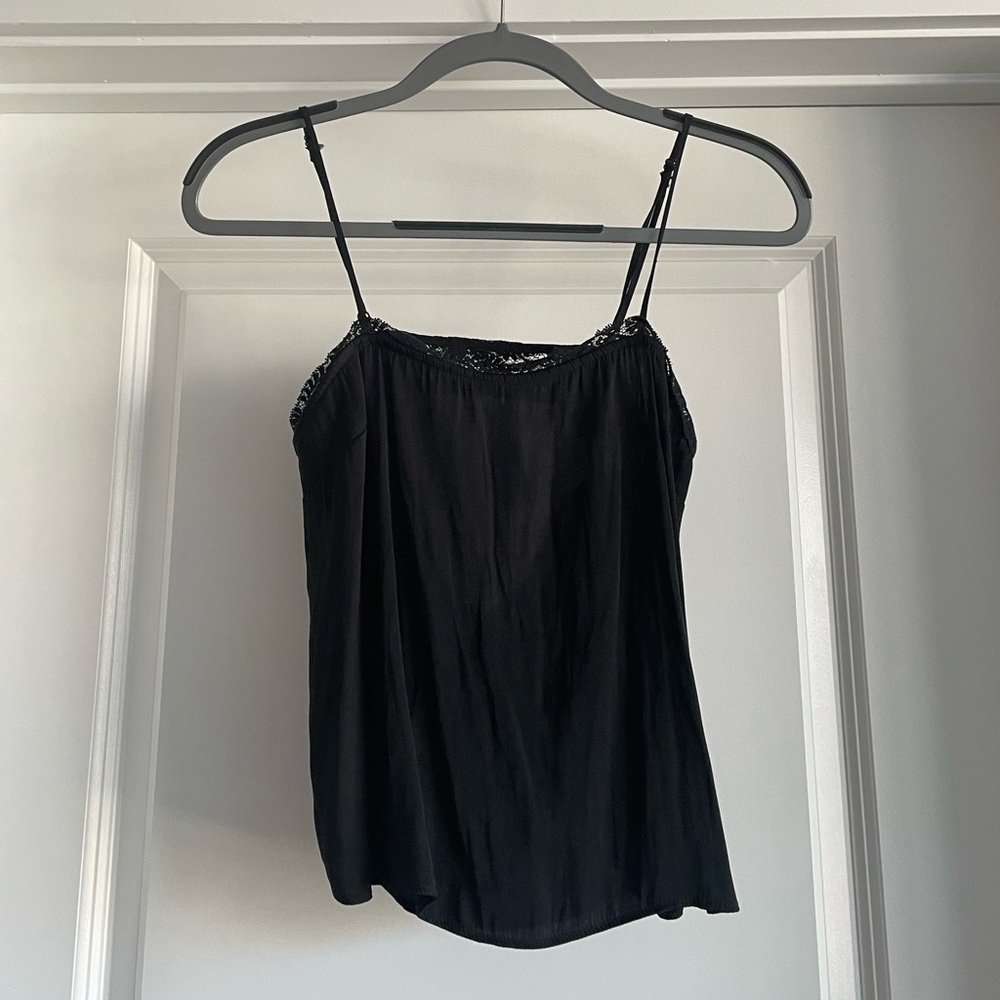 Free People Beyond Me Black Lace Cutout Cami, XS